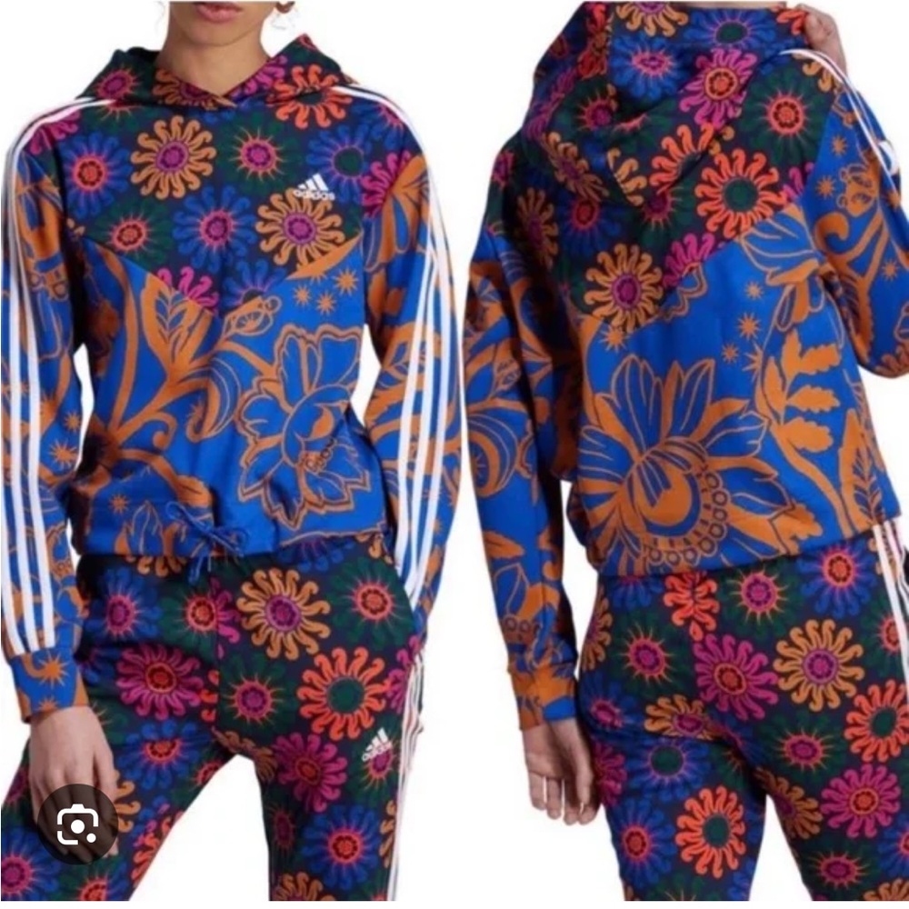 Adidas Blue and Orange Floral Hoodie soo cool!!!